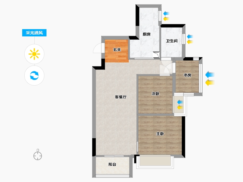 广东省-广州市-天健云山府-64.29-户型库-采光通风