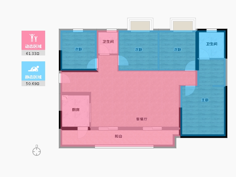 重庆-重庆市-成都城投锦樾峰境-100.27-户型库-动静分区