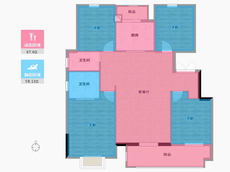 湖北省-黄冈市-中梁九号院-115.22-户型库-动静分区