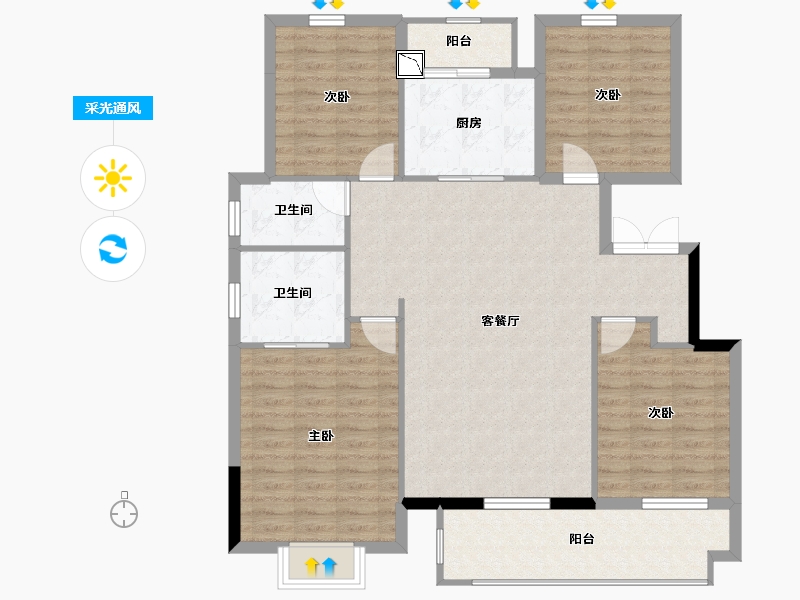 湖北省-黄冈市-中梁九号院-115.22-户型库-采光通风