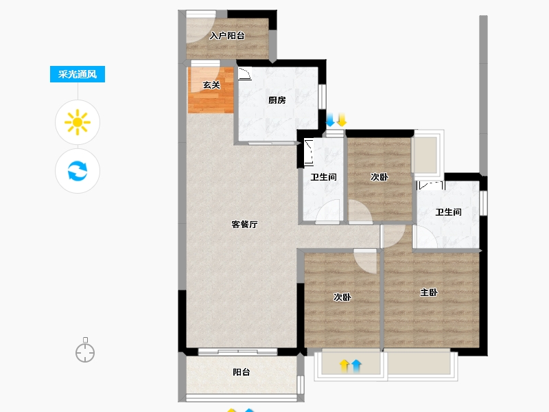 广东省-河源市-时代倾城（河源）-77.55-户型库-采光通风