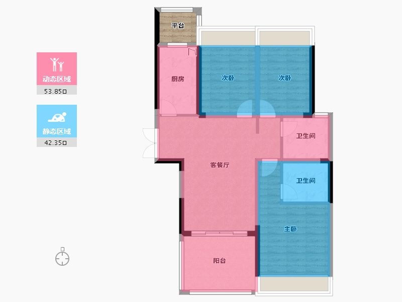 河南省-郑州市-东方宇亿万林府-88.59-户型库-动静分区