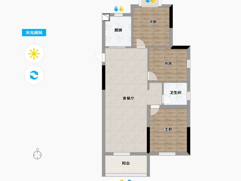 江苏省-无锡市-仲盛名都府-73.60-户型库-采光通风