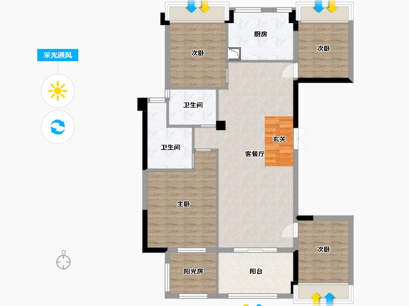 广东省-广州市-天健云山府-115.21-户型库-采光通风