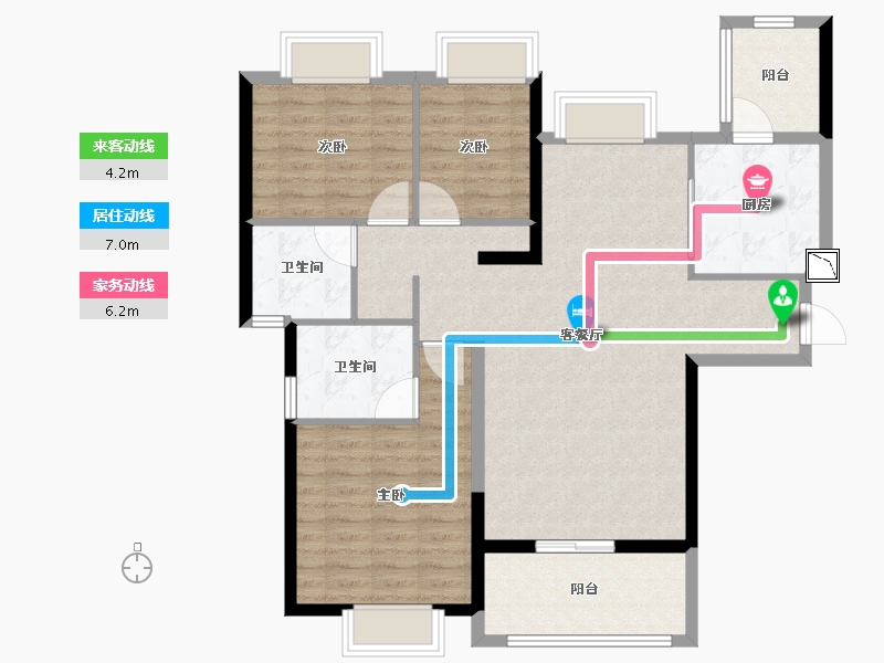 湖北省-黄冈市-黄冈恒大滨江左岸-102.40-户型库-动静线