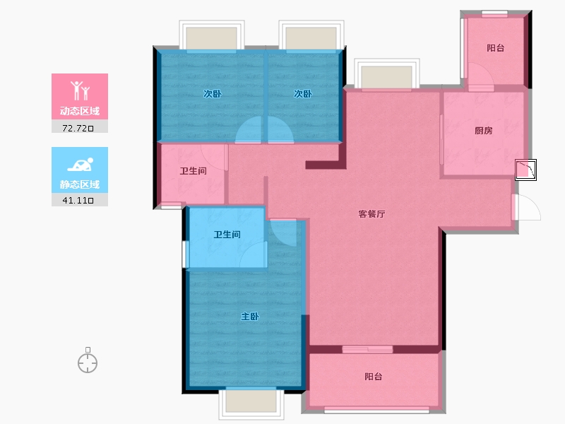 湖北省-黄冈市-黄冈恒大滨江左岸-102.40-户型库-动静分区