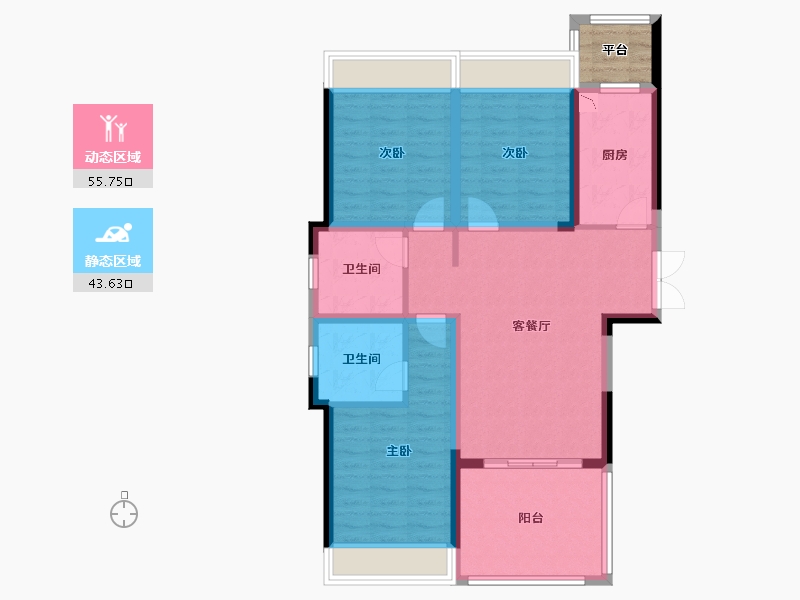 河南省-郑州市-东方宇亿万林府-91.40-户型库-动静分区