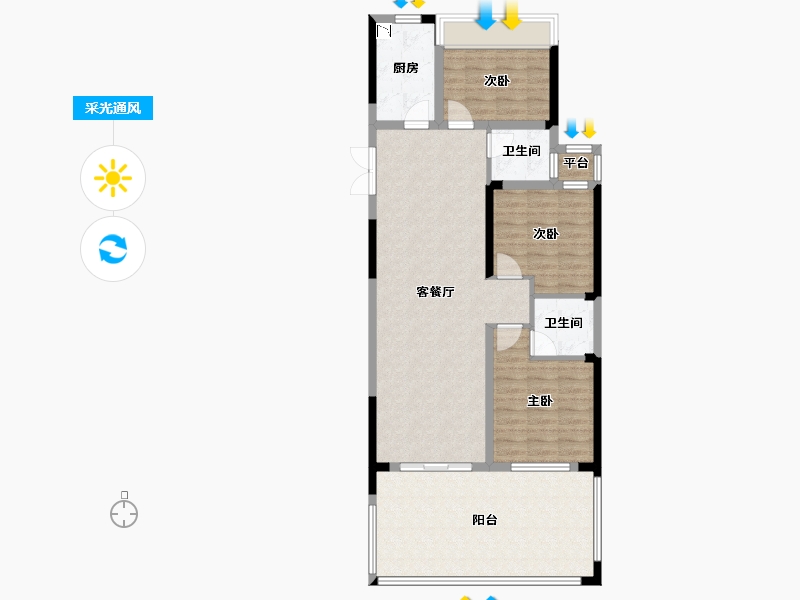 河南省-郑州市-东方宇亿万林府-103.40-户型库-采光通风