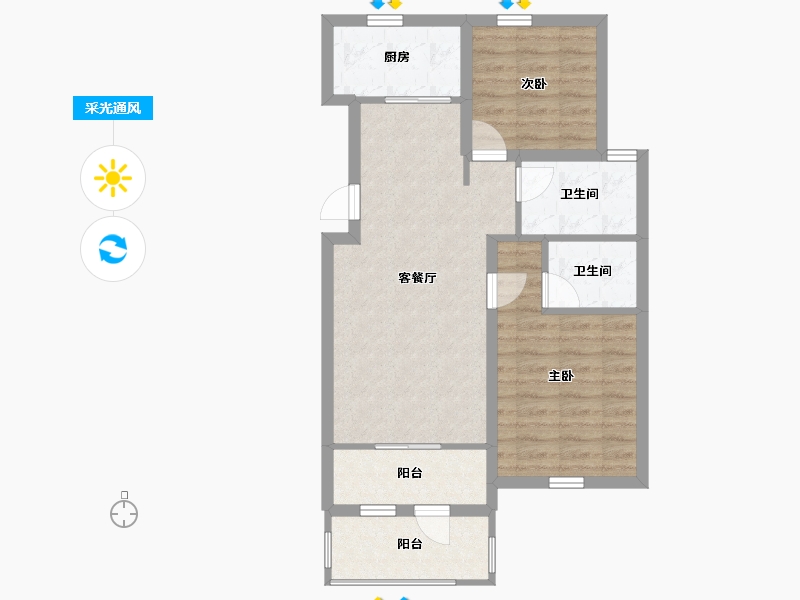 河北省-保定市-白石山居茂华园-67.21-户型库-采光通风