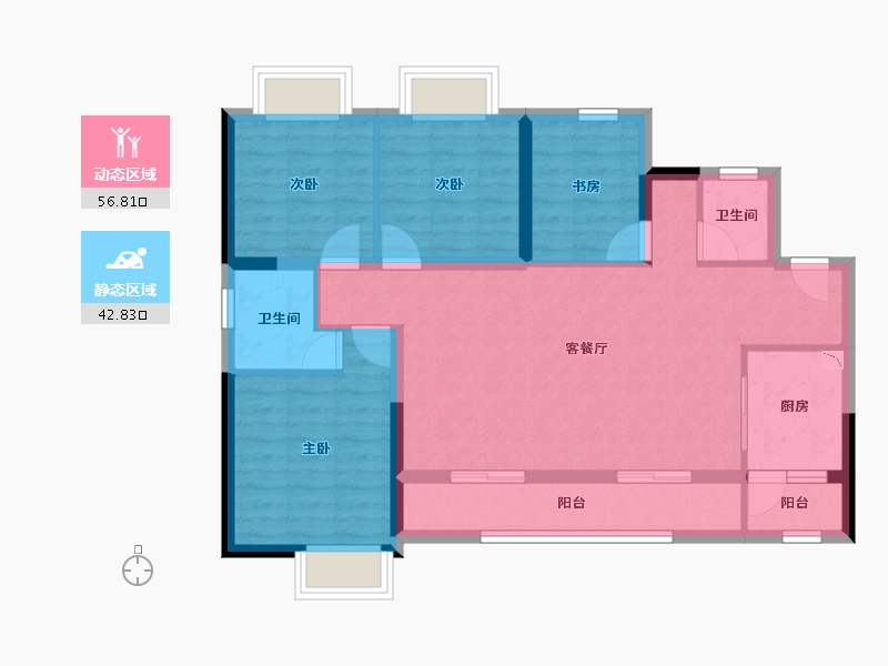 重庆-重庆市-成都城投锦樾峰境-88.67-户型库-动静分区