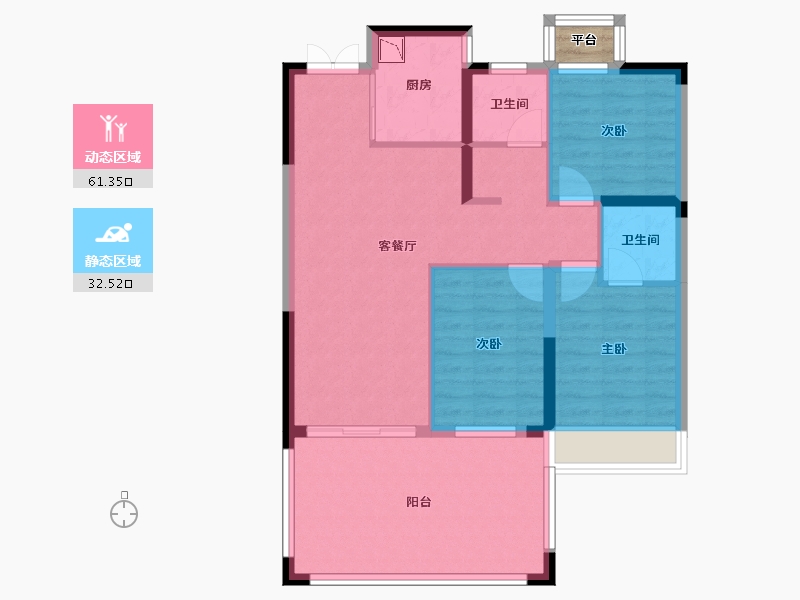 河南省-郑州市-东方宇亿万林府-85.29-户型库-动静分区