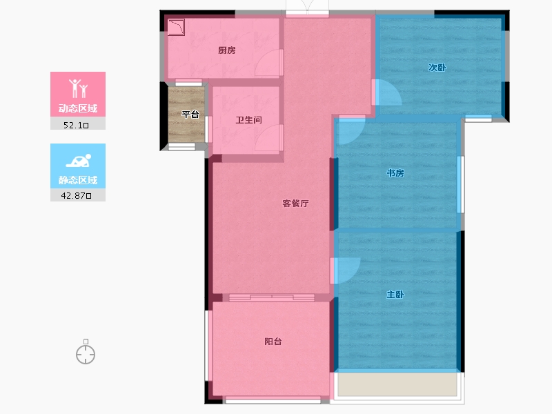 河南省-郑州市-东方宇亿万林府-87.00-户型库-动静分区