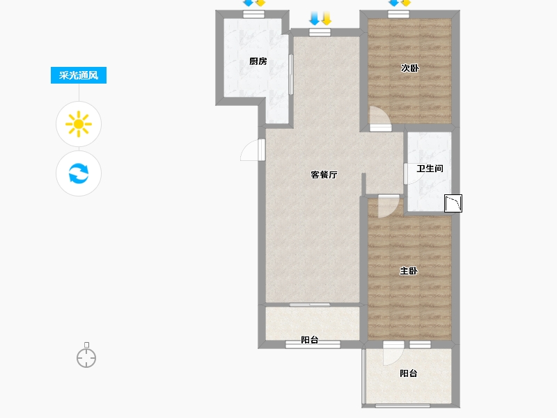 河北省-保定市-白石山居茂华园-64.80-户型库-采光通风