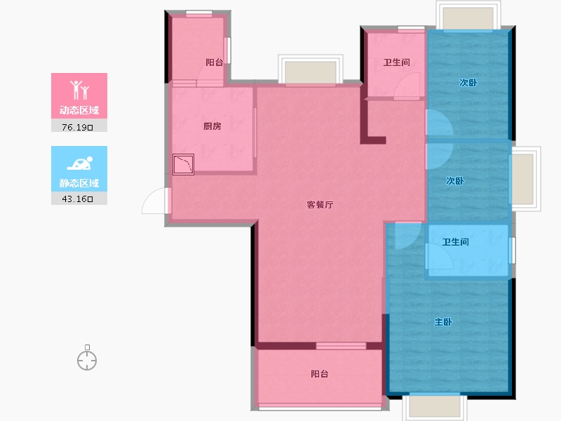 湖北省-黄冈市-黄冈恒大滨江左岸-108.00-户型库-动静分区