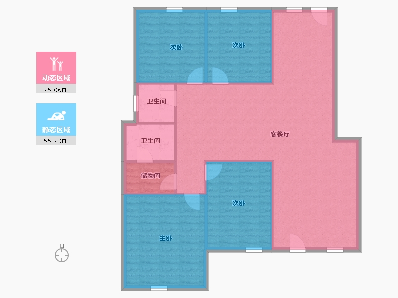 天津-天津市-复地温莎堡-121.35-户型库-动静分区