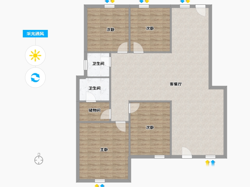 天津-天津市-复地温莎堡-121.35-户型库-采光通风