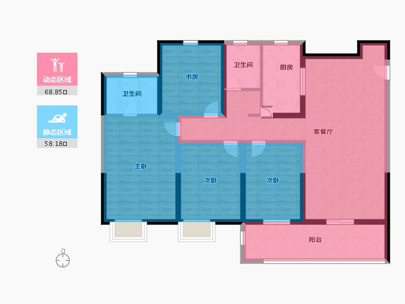 江苏省-无锡市-世茂璀璨蠡湖湾-112.79-户型库-动静分区