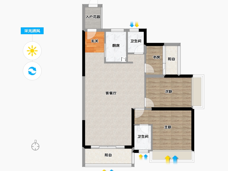 广东省-韶关市-曲江东成雅苑-85.83-户型库-采光通风