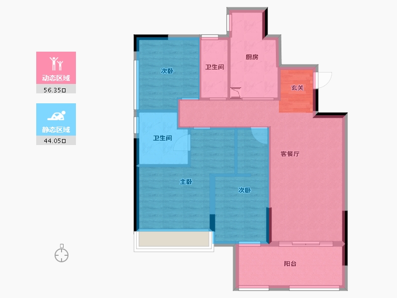 广东省-广州市-天健云山府-90.49-户型库-动静分区