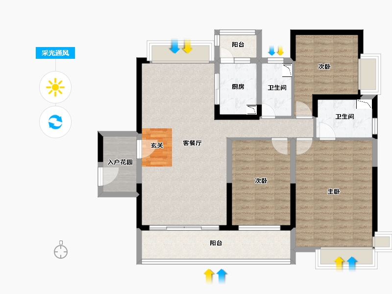 广东省-韶关市-韶关碧桂园新城之光-108.45-户型库-采光通风