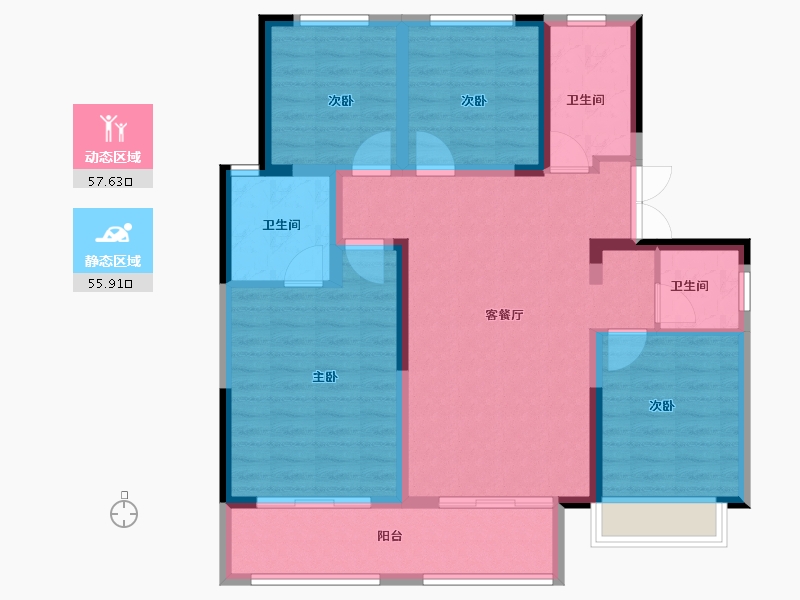 河南省-郑州市-中博城珑誉园-101.60-户型库-动静分区