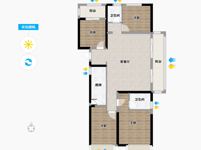 河南省-郑州市-万科世曦-113.60-户型库-采光通风