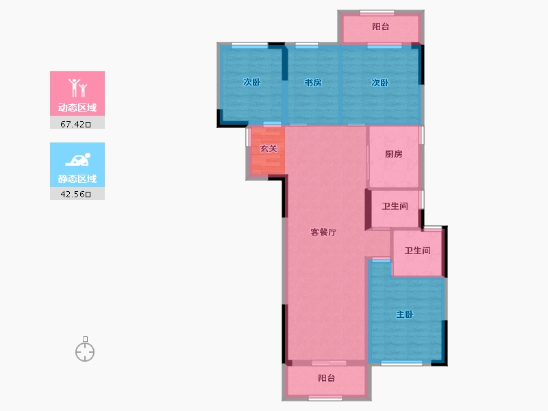 湖北省-武汉市-阳逻金茂悦-98.78-户型库-动静分区