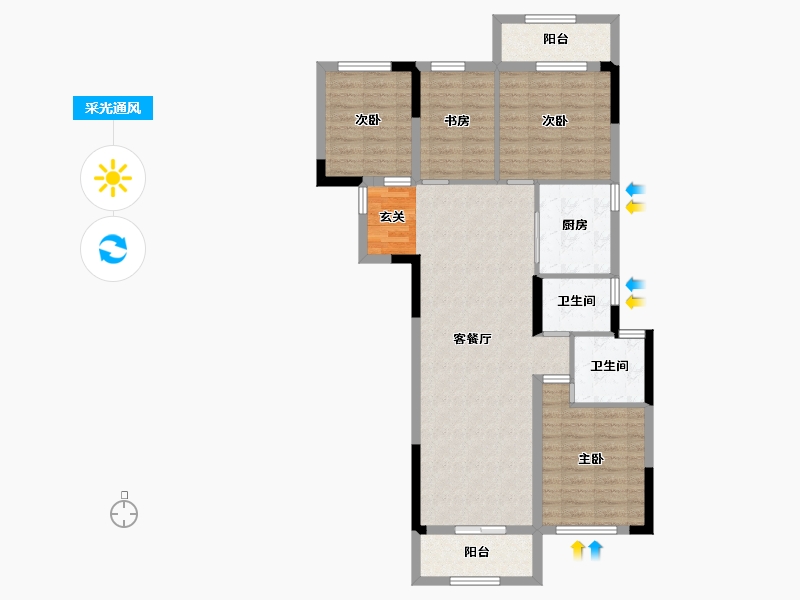 湖北省-武汉市-阳逻金茂悦-98.78-户型库-采光通风