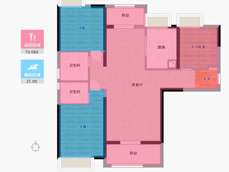 湖北省-武汉市-御江壹品青山樽-93.52-户型库-动静分区