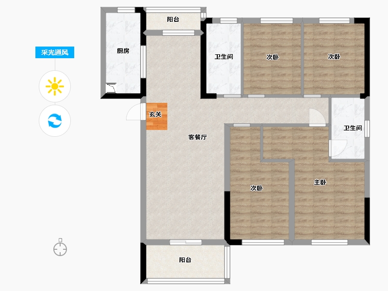 湖北省-武汉市-阳逻金茂悦-110.02-户型库-采光通风