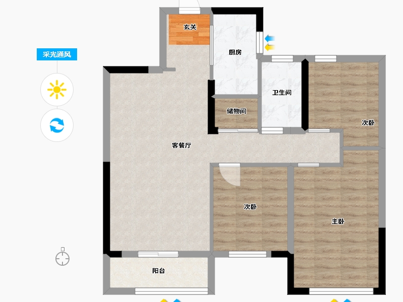 湖北省-武汉市-中城新时代-79.86-户型库-采光通风