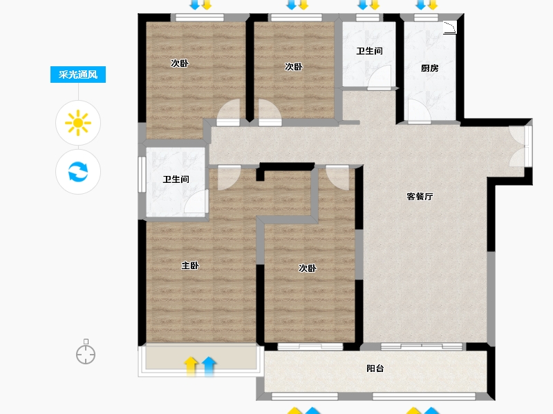 河南省-郑州市-中博城珑誉园-112.00-户型库-采光通风