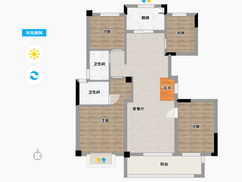 湖北省-武汉市-德信江南大院-92.00-户型库-采光通风