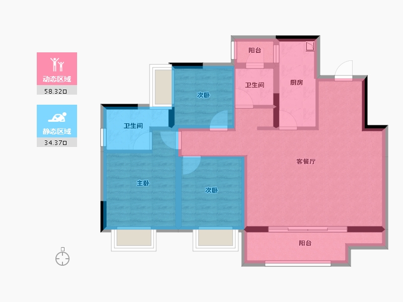 重庆-重庆市-绿城春溪�庐-82.05-户型库-动静分区