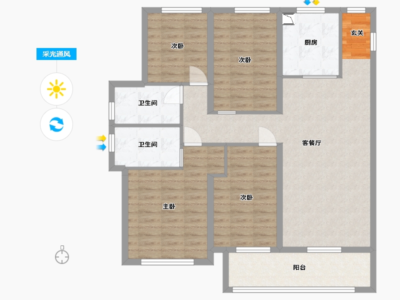 湖北省-武汉市-武地建发玺院-103.00-户型库-采光通风