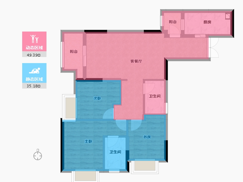 重庆-重庆市-新天泽首誉-74.56-户型库-动静分区