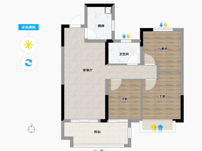 河南省-郑州市-保利海德公园-76.00-户型库-采光通风