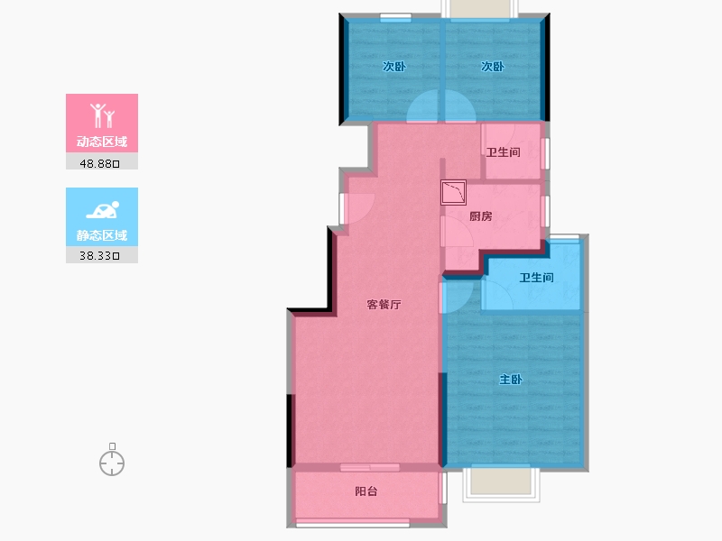 江苏省-无锡市-栖霞天樾府-77.60-户型库-动静分区