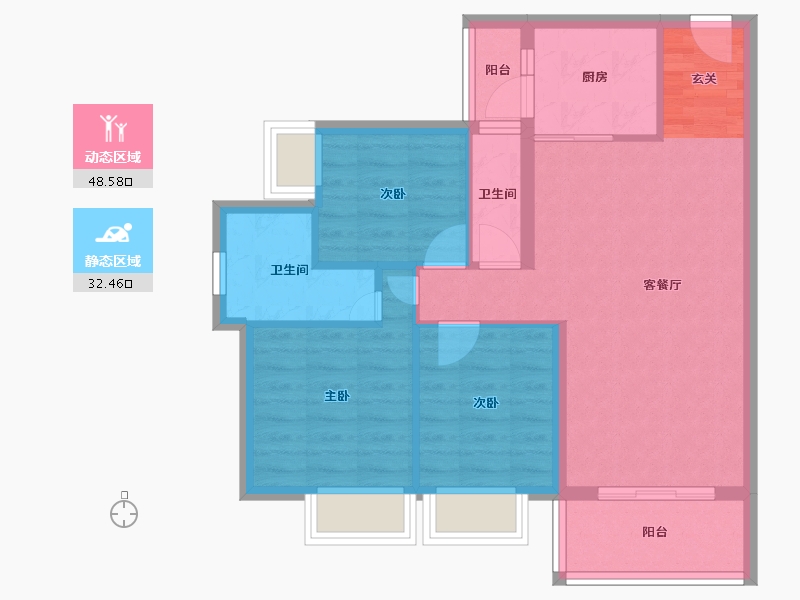 广东省-韶关市-云星钱隆誉园-72.26-户型库-动静分区