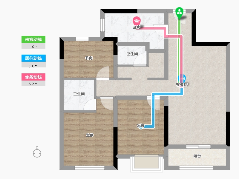 陕西省-榆林市-春风棠樾-76.50-户型库-动静线