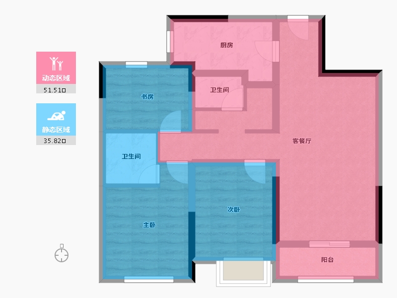 陕西省-榆林市-春风棠樾-76.50-户型库-动静分区