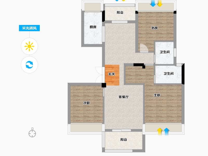 湖北省-武汉市-阳逻金茂悦-92.72-户型库-采光通风