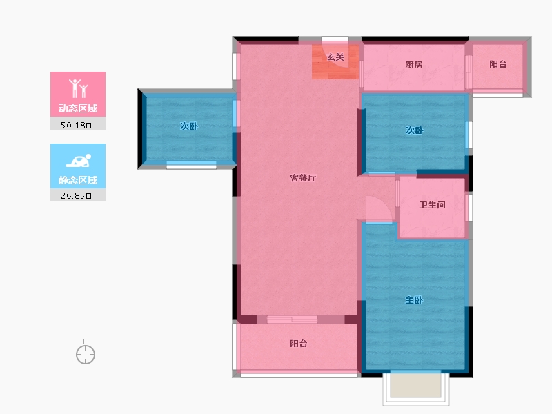 湖北省-武汉市-光谷悦公馆-68.50-户型库-动静分区