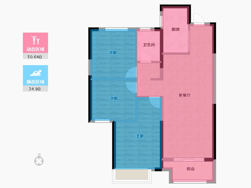 河南省-郑州市-万科世曦-76.81-户型库-动静分区