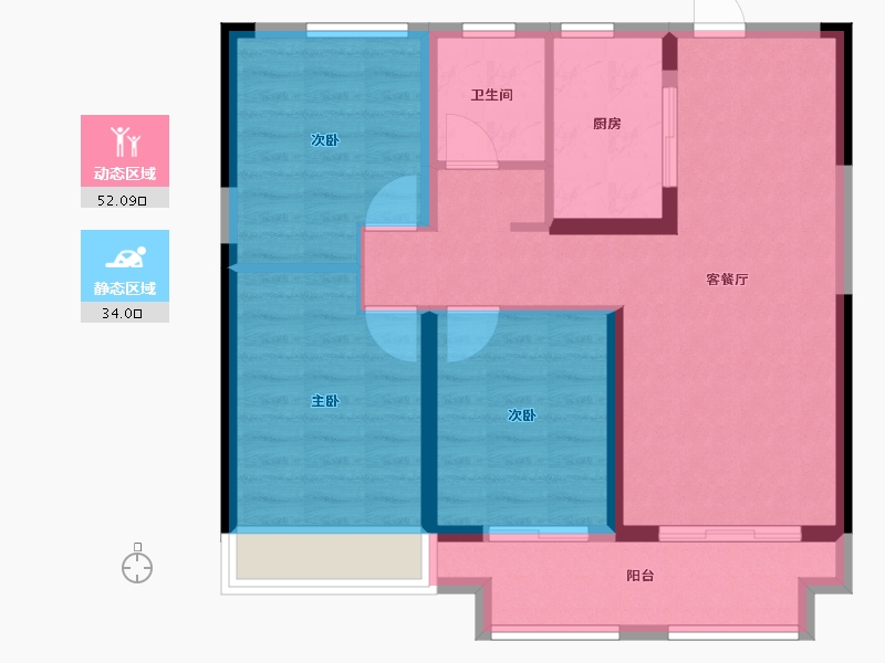 河南省-郑州市-万科世曦-76.80-户型库-动静分区