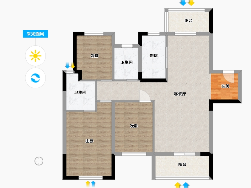 湖北省-武汉市-中城新时代-94.64-户型库-采光通风