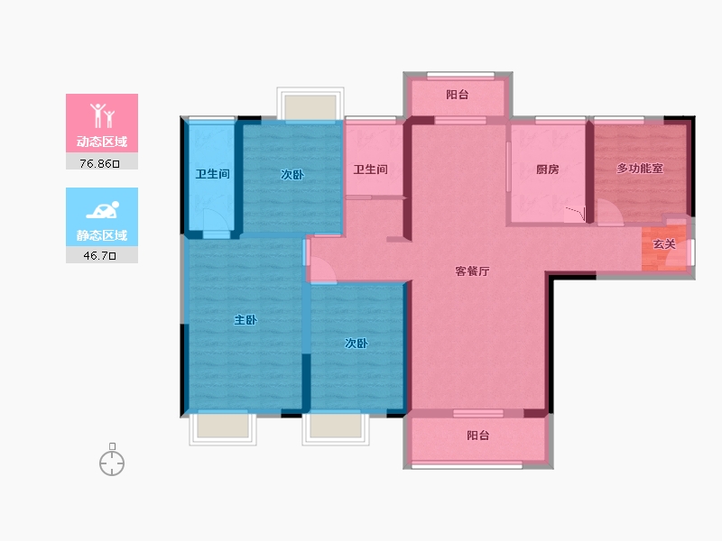 湖北省-武汉市-御江壹品青山樽-110.00-户型库-动静分区