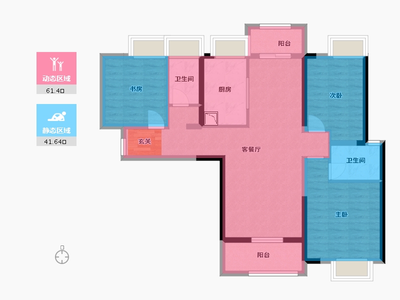 湖北省-武汉市-御江壹品青山樽-91.06-户型库-动静分区