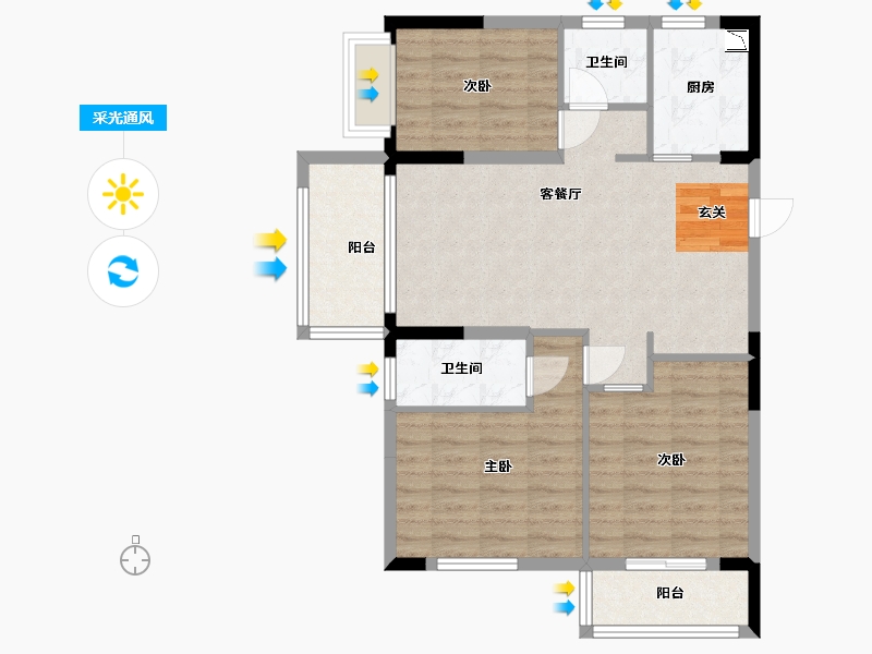 福建省-宁德市-宁德世通现代城-83.14-户型库-采光通风