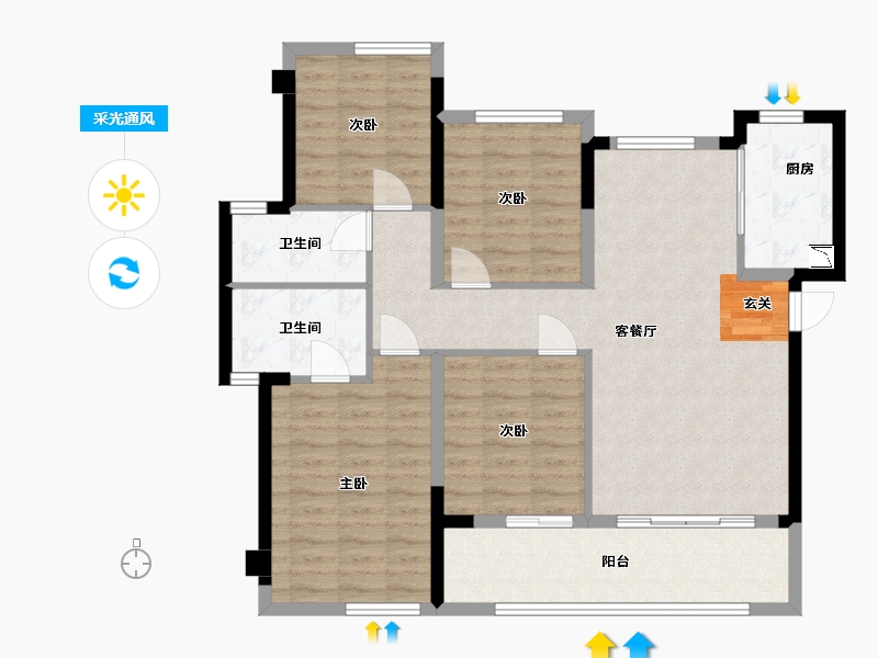 福建省-宁德市-世茂・云颂-100.00-户型库-采光通风